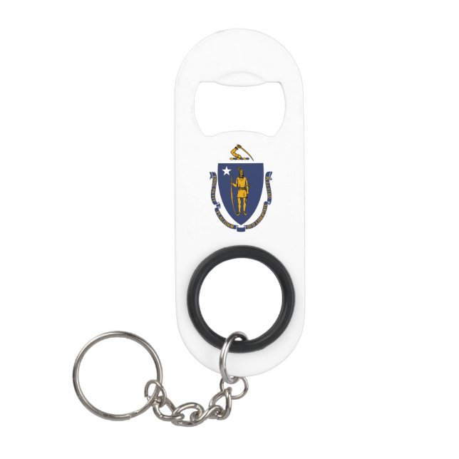 Massachusetts State Flag Keychain Bottle Opener (Front)
