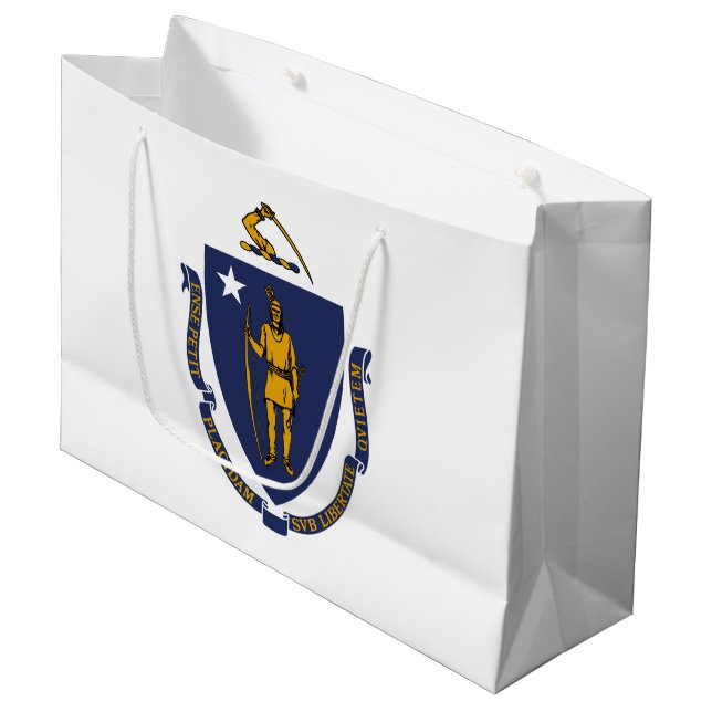 Massachusetts State Flag Large Gift Bag (Front Angled)
