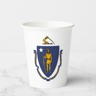 Massachusetts State Flag Paper Cups