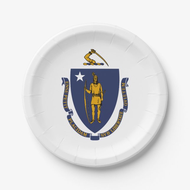 Massachusetts State Flag Paper Plate (Front)