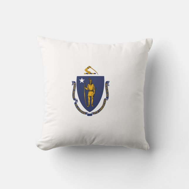 Massachusetts State Flag Throw Pillow (Front)