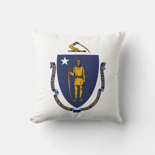 Massachusetts State Flag Throw Pillow (Front)