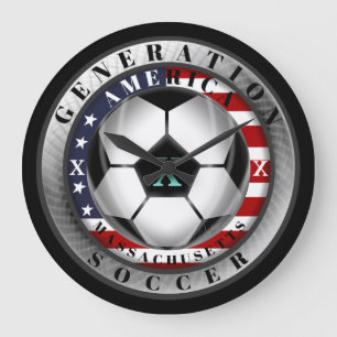 Massachusetts State Generation X American Soccer Large Clock