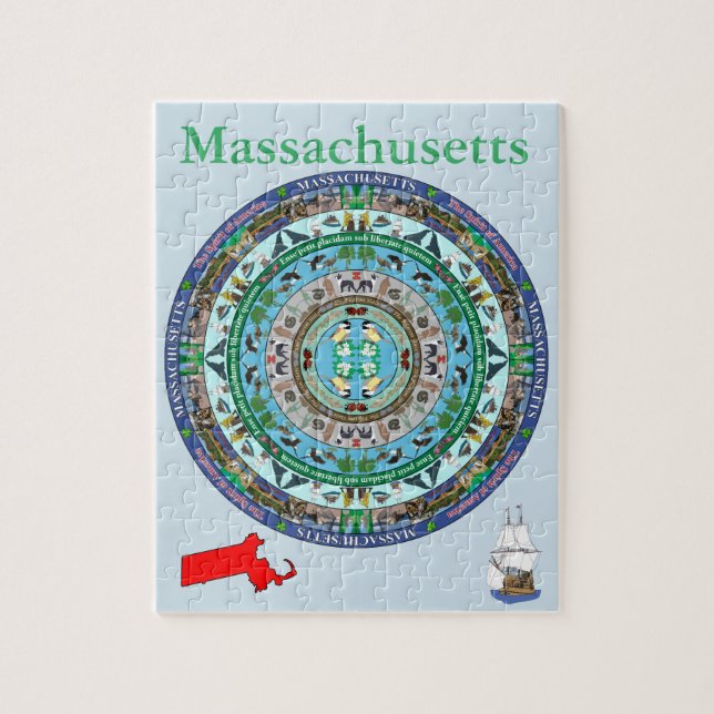 Massachusetts State Mandala Puzzle (Vertical)