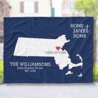 Massachusetts State Map Custom Names, City, Colour