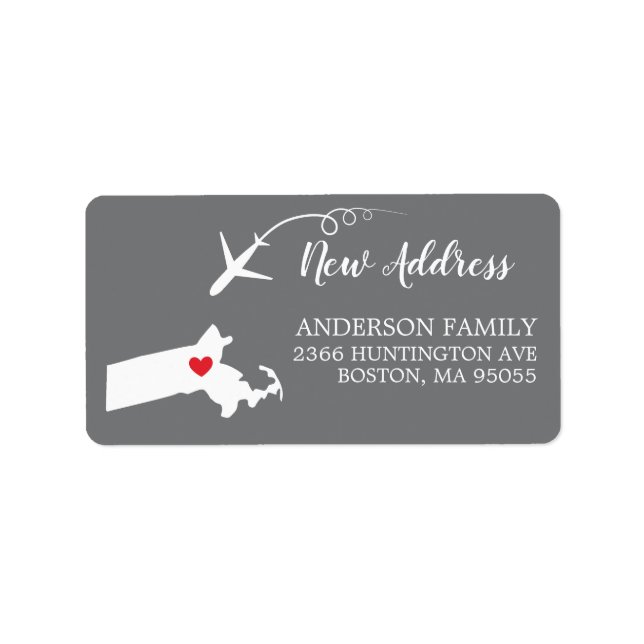 MASSACHUSETTS State | Moving Return Address Label (Front)