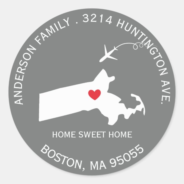 MASSACHUSETTS  State |  New Address Label Sticker (Front)