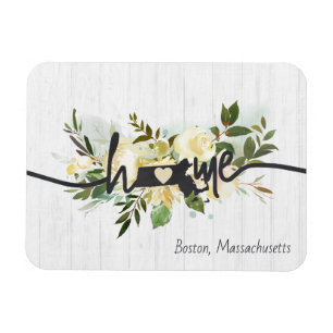Massachusetts State Personalized Home City Rustic Magnet