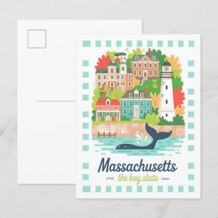 Massachusetts the Bay State USA Summer Travel Postcard