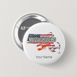 Massachusetts United States Retro Map Vintage USA 2 Inch Round Button
