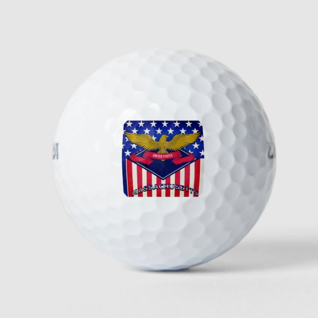 Massachusetts USA Flag Golf Balls (Front)