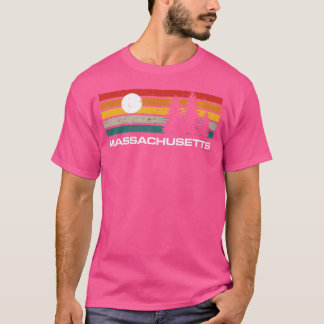 Massachusetts Vintage Sunset Outdoors Hiking Souve T-Shirt