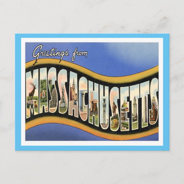 Massachusetts Vintage Travel Postcard (Front)