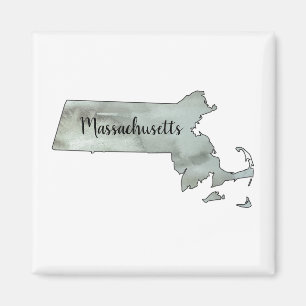 Massachusetts Watercolor State Outline Magnet