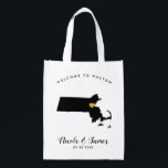 Massachusetts Wedding Welcome Bag Black Gold Tote<br><div class="desc">Fill this welcome bag with favourite goodies for your guests to enjoy when they arrive in Massachusetts!</div>