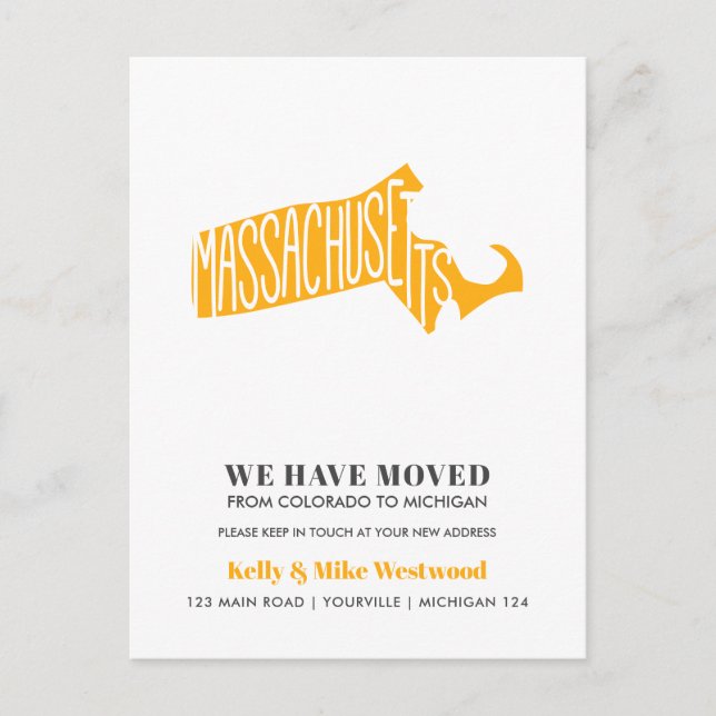 MASSACHUSETTS We've moved New address New Home Postcard (Front)