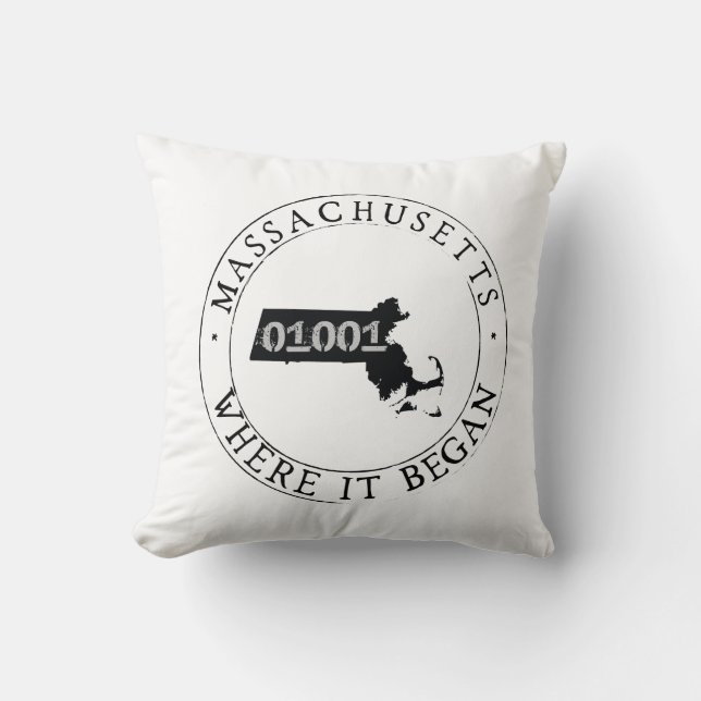 Massachusetts Zip Code Pillow (Front)
