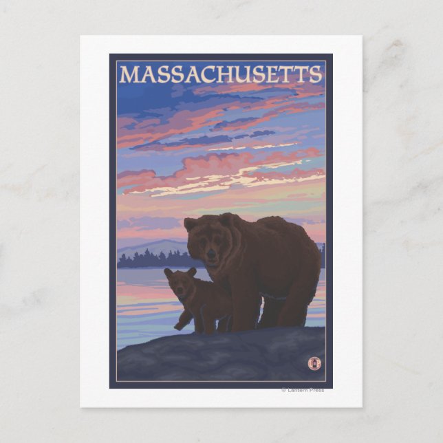 MassachusettsBear and Cub Postcard (Front)