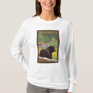 MassachusettsBlack Bear in Forest T-Shirt