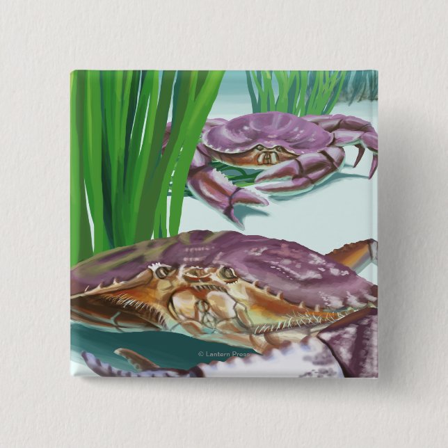 MassachusettsCrab and Fisherman 2 Inch Square Button (Front)