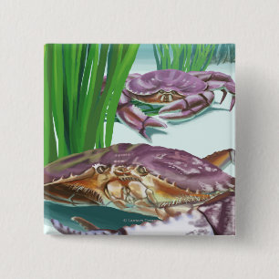 MassachusettsCrab and Fisherman 2 Inch Square Button