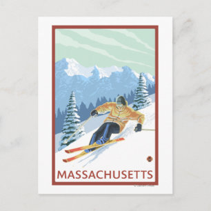 MassachusettsDownhill Skier Scene Postcard