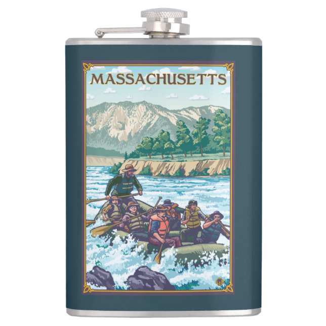 MassachusettsRiver Rafting Scene Hip Flask (Front)