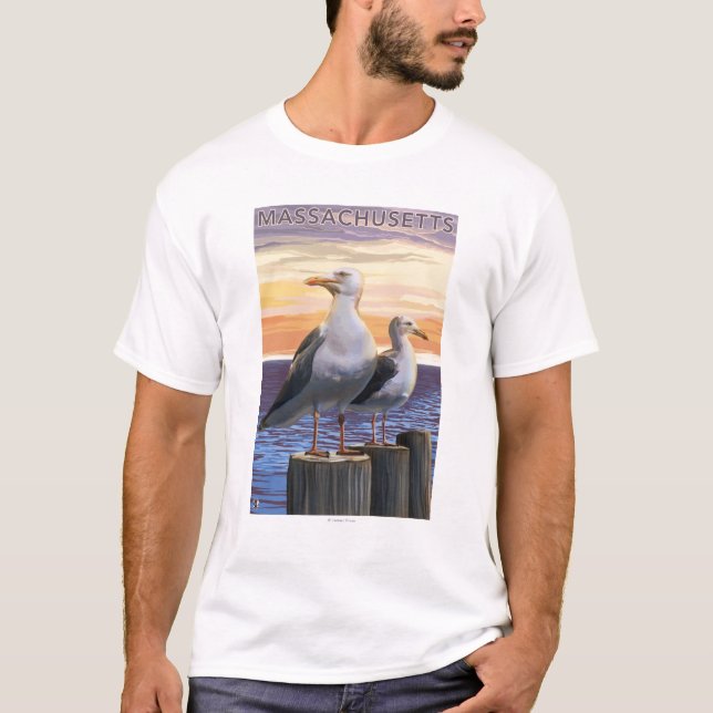MassachusettsSea Gulls Scene T-Shirt (Front)