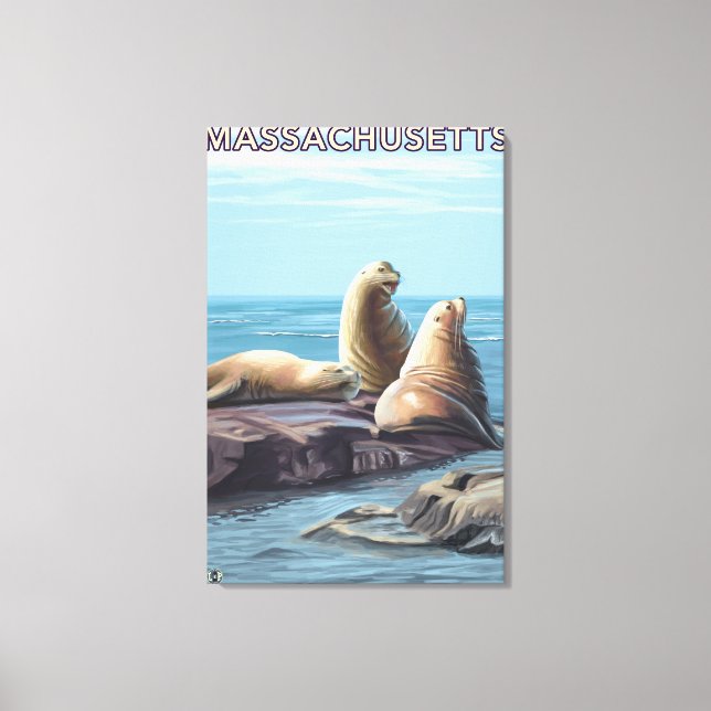 MassachusettsSea Lions Scene Canvas Print (Front)