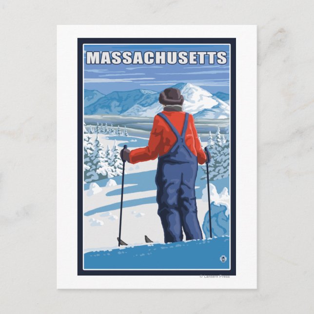 MassachusettsSkier Admiring View Postcard (Front)