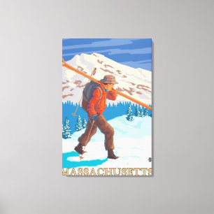 MassachusettsSkier Carrying Skis Canvas Print