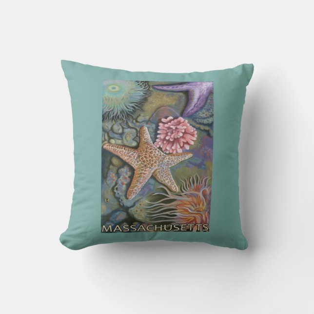 MassachusettsTidepool Scene Throw Pillow (Front)