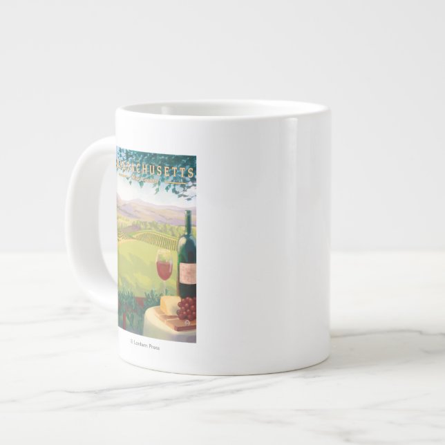 MassachusettsWine Country Scene Large Coffee Mug (Front Left)