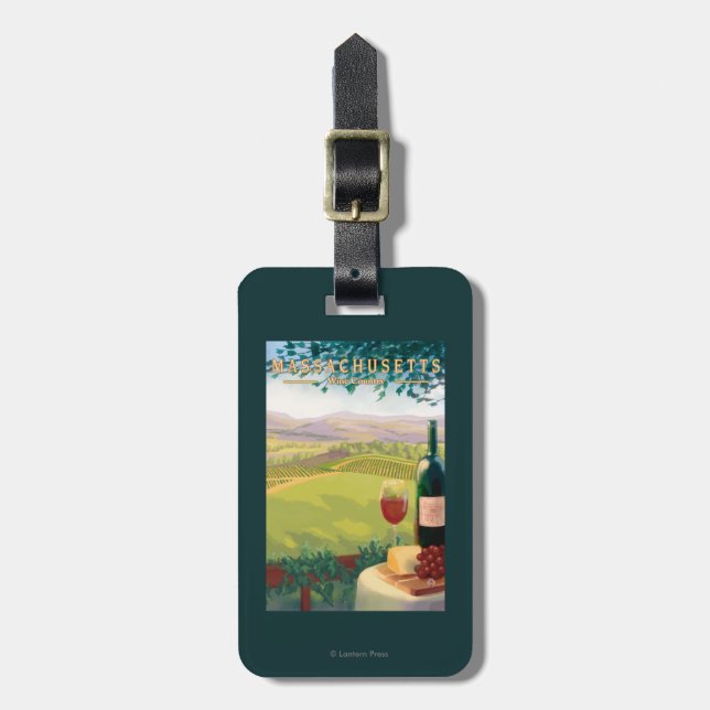 MassachusettsWine Country Scene Luggage Tag (Front Vertical)