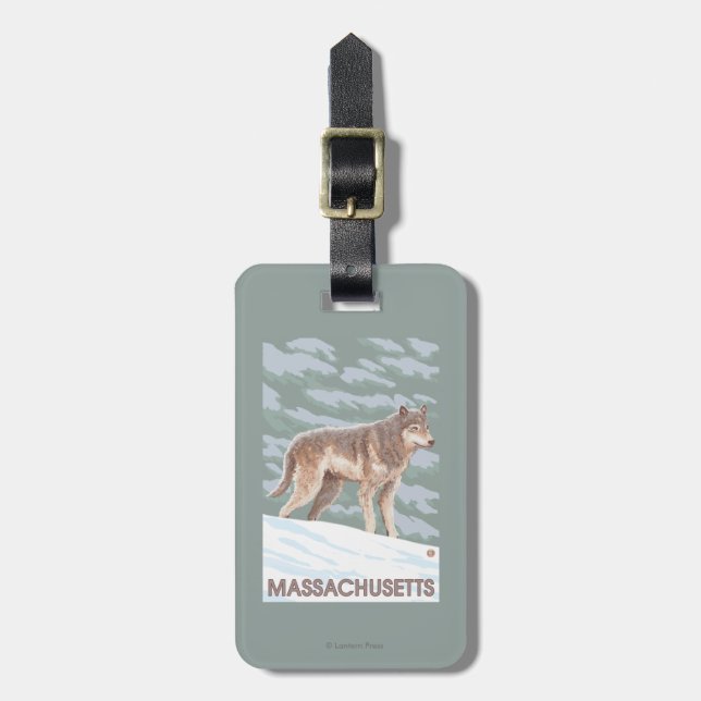 MassachusettsWolf Scene Luggage Tag (Front Vertical)