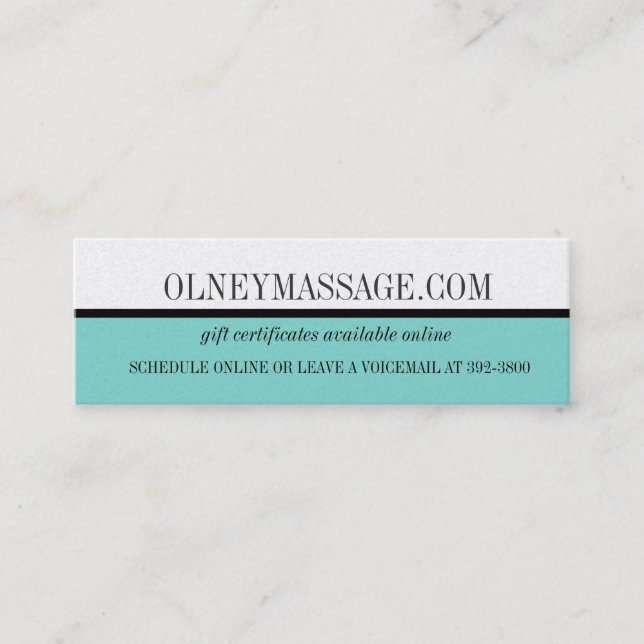 massage bleu et carte de contact spa (Devant)