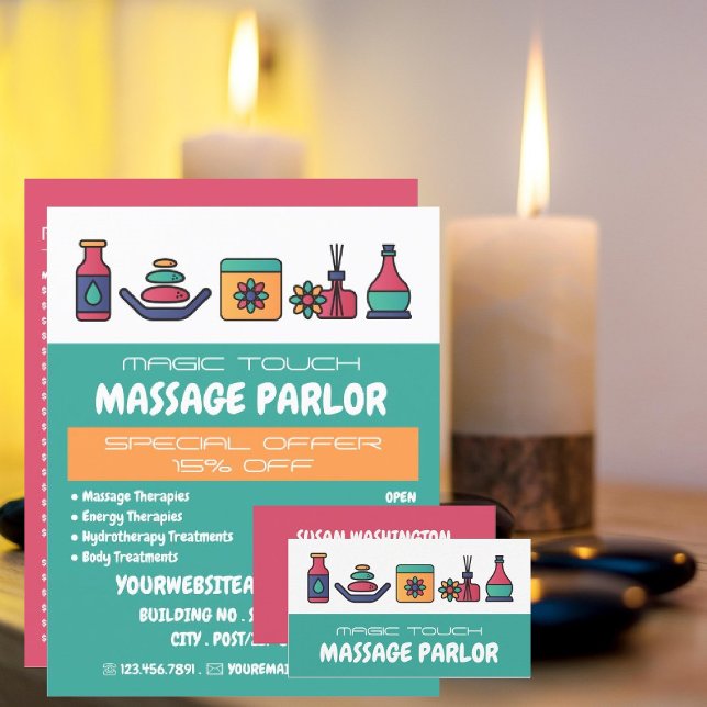 Massage Icons, Massage Therapy, Massage Parlour Flyer (Creator Uploaded)