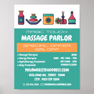 Massage Icons, Massage Therapy, Massage Parlour Poster