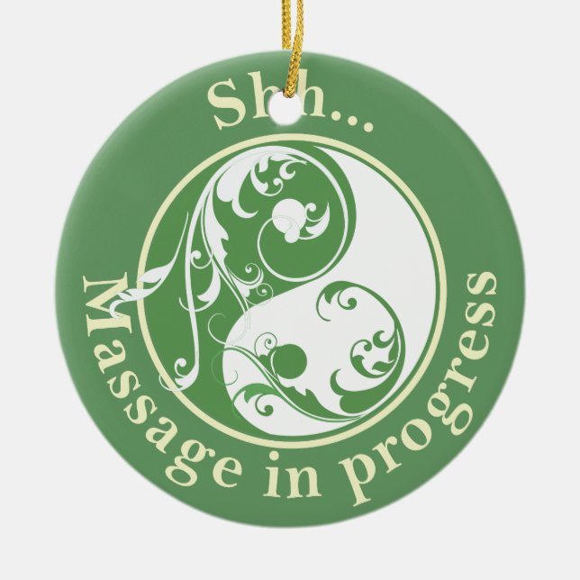 Massage In Progress Yin Yang Door Hanger Ceramic Ornament (Front)