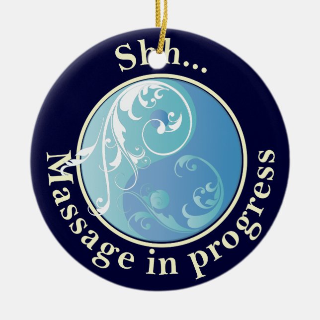 Massage In Progress Yin Yang Door Hanger Ceramic Ornament (Front)