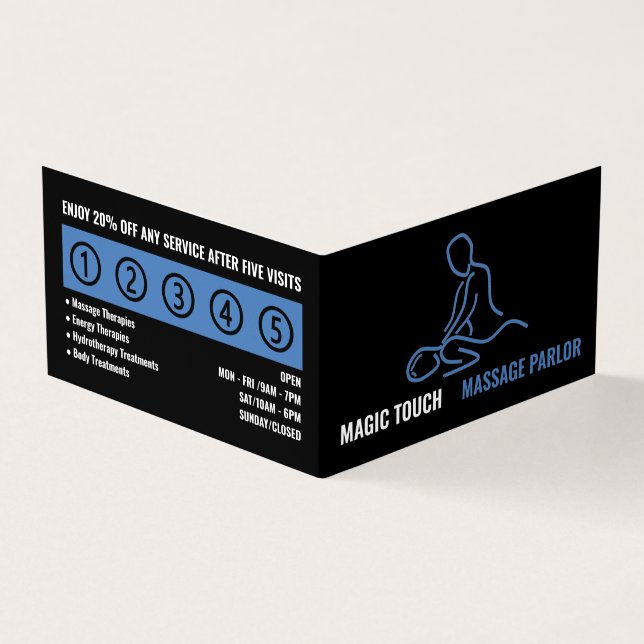 Massage Logo, Massage Therapist, Parlor Loyalty Business Card (Outside)