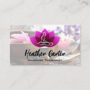 Massage Lotus Flower Logo   Spa Oils Salts Business Card