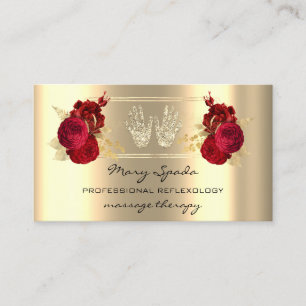 Massage Reflexology Reiki Hands Frane Gold QR Code Business Card