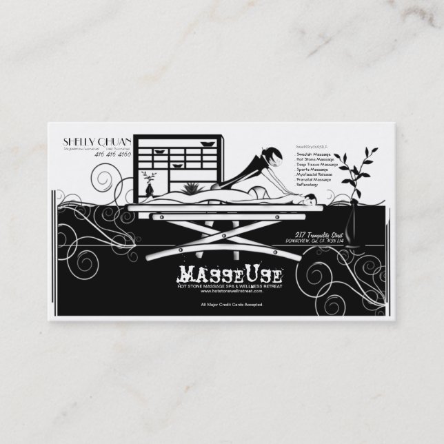 Massage Salon/Therapist/Masseuse Business Card (Front)