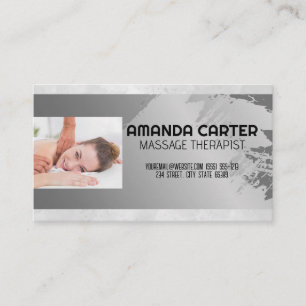 Massage Session   Watercolor Artistic Grey Business Card