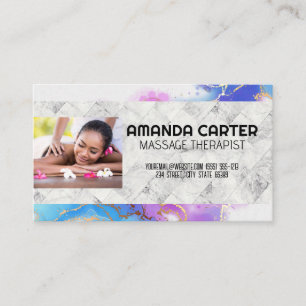 Massage Session   Watercolor   Marble Business Card