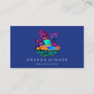 Massage Spa Wellness Custom Logo Lotus Navy Appointment Card