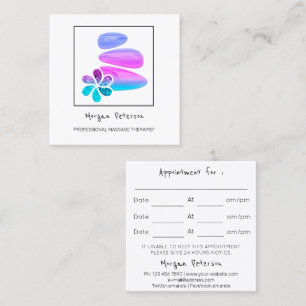 Massage Spa Wellness Flower Stone Logo Frame Blue Appointment Card