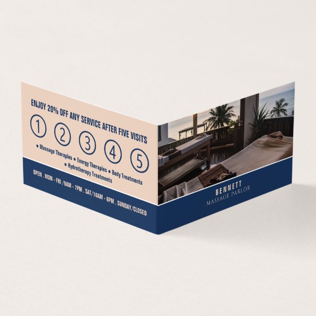 Massage Tables, Massage Therapist, Parlor Loyalty Business Card (Outside)