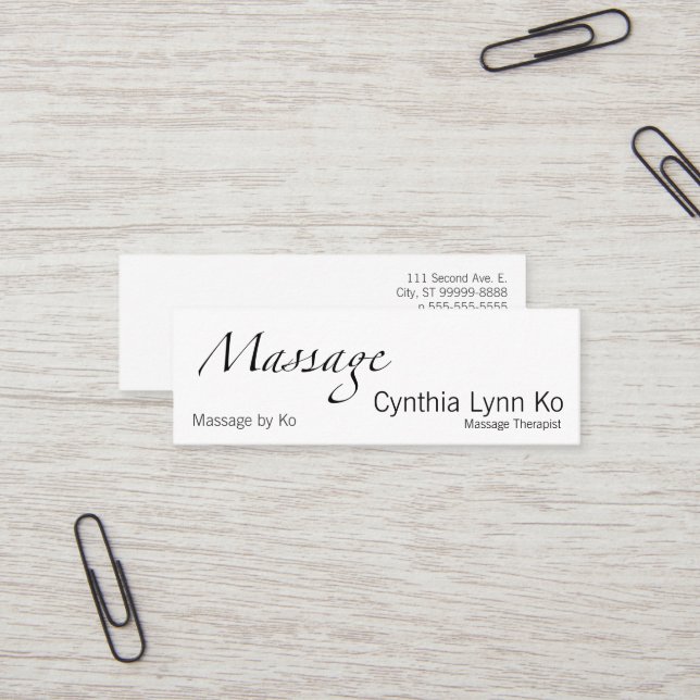 Massage Text Mini Business Card (Front/Back In Situ)